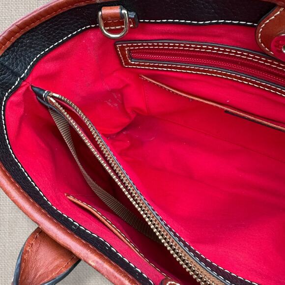 Vintage Dooney & Bourke Black Pebbled Leather Tote Bag with Red Trim - Picture 7 of 12